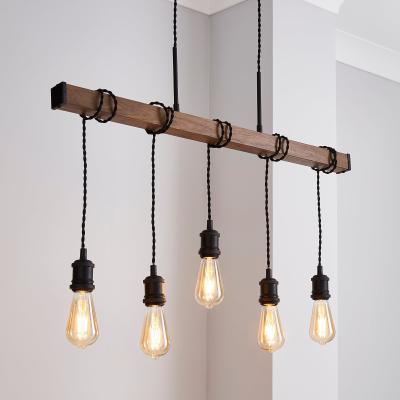 Dunelm Fulton 5 Light Bar Diner Ceiling Fitting Pine