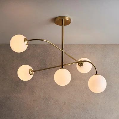 Dunelm Vogue Hartwell 5 Light 32cm Flush Chandelier Brass