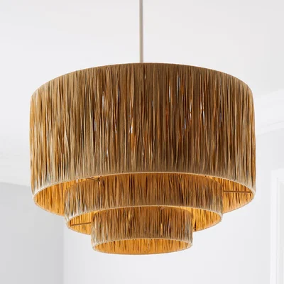 Dunelm Ruolan Raffia 3 Tier Pendant Shade Shade Brown