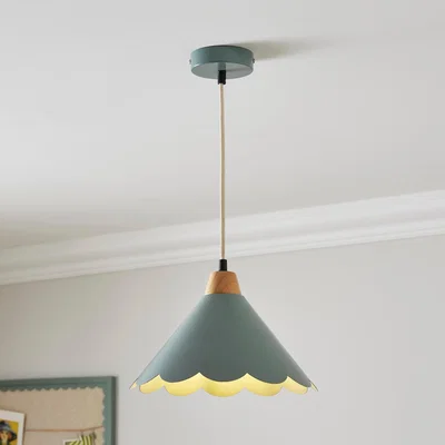 Dunelm Remi Scalloped Pendant Light Green