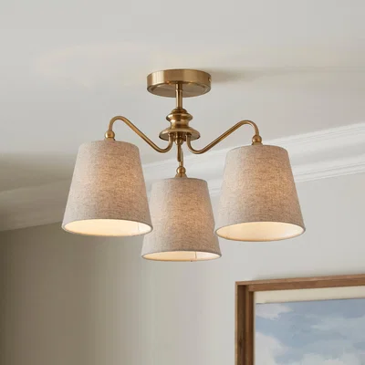 Dunelm Enid 3 Light Semi Flush Ceiling Light Gold