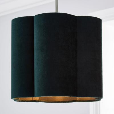 Dunelm Vivian 25cm Scallop Velvet Shade Green