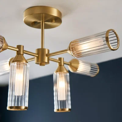 Dunelm Vogue Bailey Art Deco 6 Light Semi Flush Ceiling Light