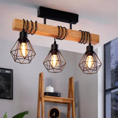 Dunelm Return - EGLO Townshend 3-Light Industrial Semi Flush Ceiling Light