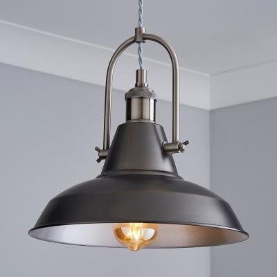 Dunelm Lucas Industrial 1 Light Pendant Pewter Ceiling Fitting Grey