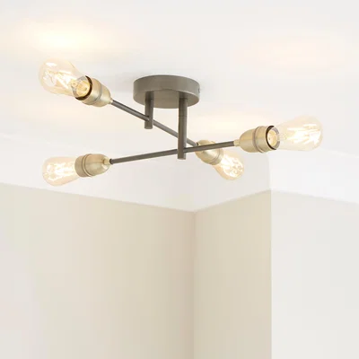 Dunelm Marsden Industrial 4 Light Semi-Flush Ceiling Fitting Black