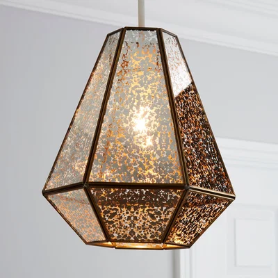 Dunelm Bemus Mercury Glass Easy Fit Pendant Gold