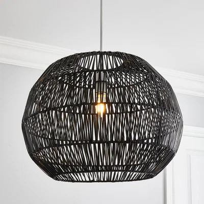 Dunelm Wicker Woven Easy Fit Pendant Black