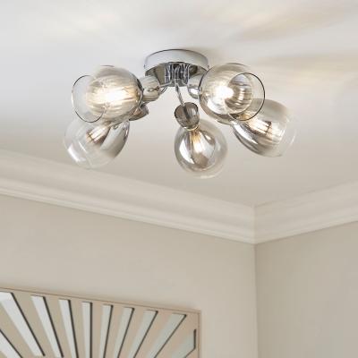 Dunelm Sylvia 5 Light Semi Flush Ceiling Light Silver
