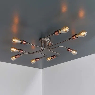 Dunelm Vogue Eastville 8 Light Semi Flush Ceiling Fitting Copper