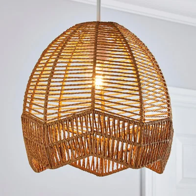 Dunelm Mia Woven Easy Fit Pendant Brown