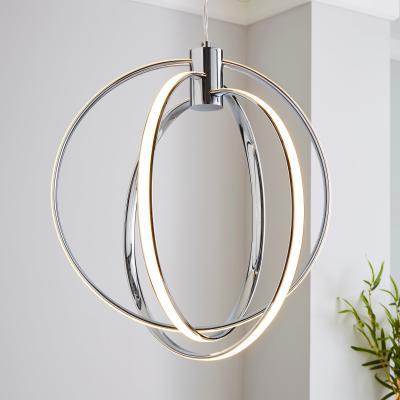 Dunelm Pegasus 3 Light Integrated LED Hoops Chrome Ceiling Fitting Silver