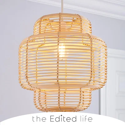 Dunelm Wicker Tiered Easy Fit Pendant Natural White
