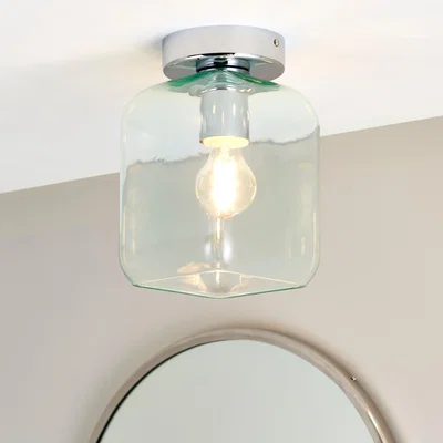 Dunelm Lucia Green Bathroom 1 Light Flush Ceiling Fitting Green