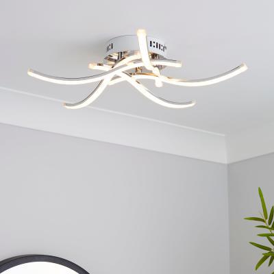 Dunelm Layla 5 Light Integrated LED Semi-Flush Ceiling Fitting Silver