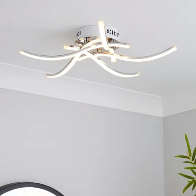 Dunelm Layla 5 Light Integrated LED Semi-Flush Ceiling Fitting Silver