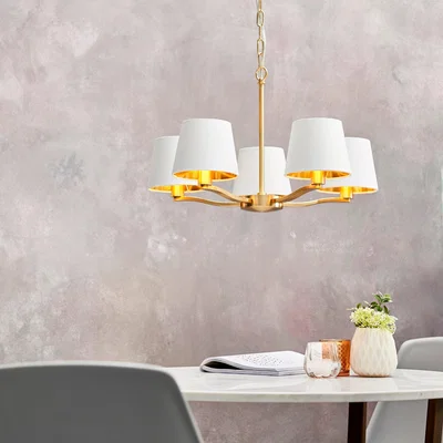 Dunelm Vogue Elijah Traditional 5 Light Pendant Light Gold
