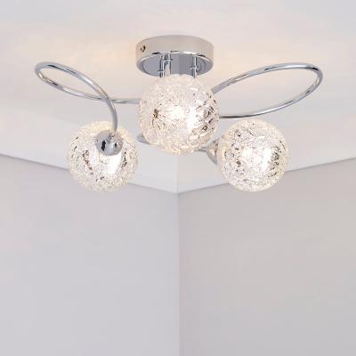 Dunelm Vigo 3 Light Glass Semi-Flush Ceiling Fitting Chrome