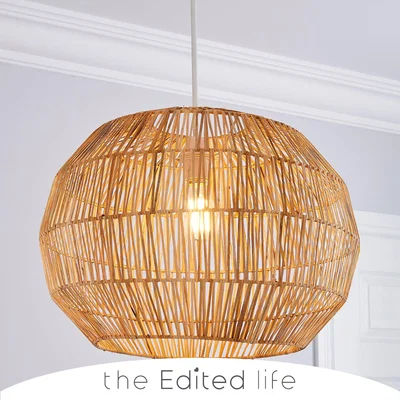 Dunelm Wicker Woven Easy Fit Pendant Natural Brown