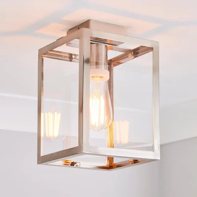 Dunelm London Brushed Chrome Flush Bathroom Ceiling Light Chrome