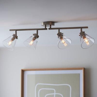 Dunelm Delavin 4 Light Satin Nickel Spotlight Bar Silver