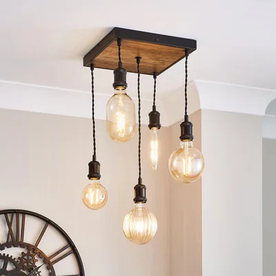 Dunelm Fulton 5 Light Flush Ceiling Fitting Brown