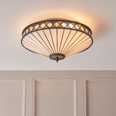 Dunelm Vogue Weston Traditional 2 Light Flush Ceiling Light MultiColoured