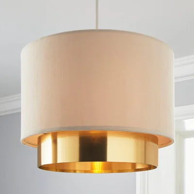 Dunelm Nesa Two Tier  Brushed Gold Velvet Shade Cream