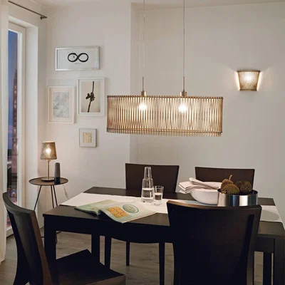 Dunelm EGLO Sendero Maple Wood Pendant Light Satin Nickel