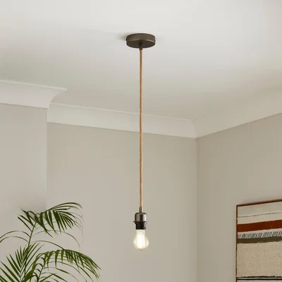 Dunelm Fentress Jute Pendant Flex Ceiling Light Silver
