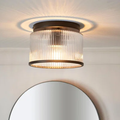 Dunelm Alyn 3 Light Bathroom Semi Flush Ceiling Light Bronze