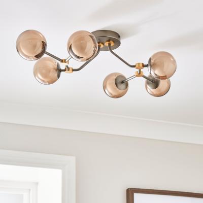 Dunelm Molecular Industrial 6 Light Adjustable Flush Ceiling Light Smoke (Grey)
