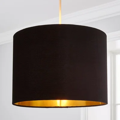 Dunelm Black Santos Velvet Corduroy Shade Black