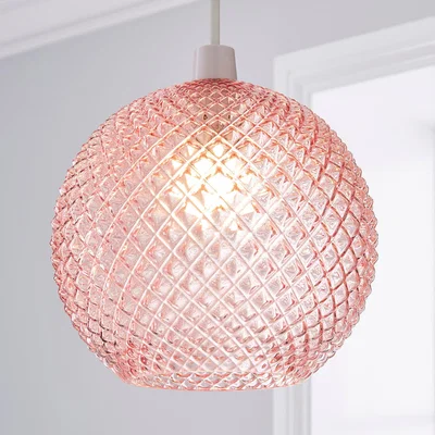 Dunelm Elodie Faceted Glass Easy Fit Pendant Blush Lustre Blush