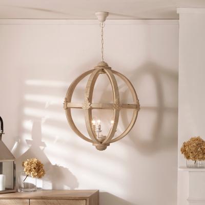 Dunelm Javier Round Wooden Pendant Light White