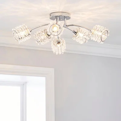 Dunelm Jaimee 6 Light Jewel Chrome Semi-Flush Ceiling Fitting Chrome