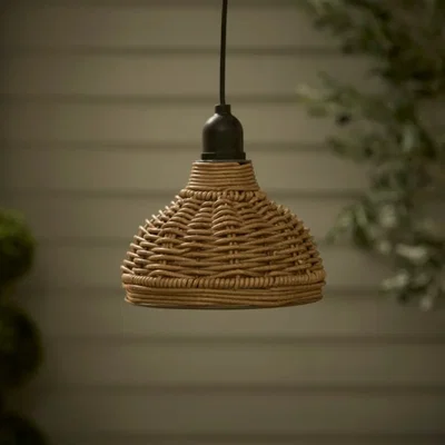 Dunelm Churchgate Grey Polyrattan Pendant Light Lamp Shade Solar D15cm Grey