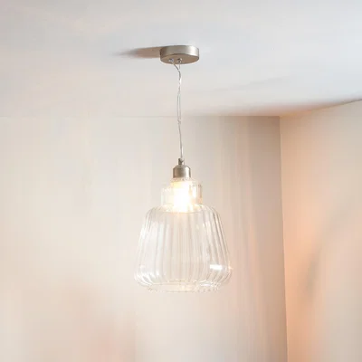 Dunelm Porto Optic Glass Tapered Pendant Light Clear