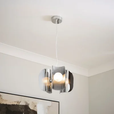 Dunelm Curve Ribbed 3 Light Adjustable Pendant Light