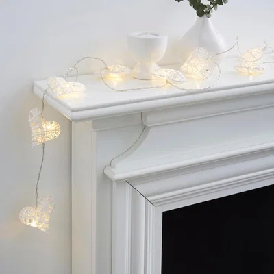 Dunelm Wicker Hearts String Lights White
