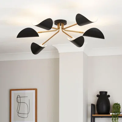 Dunelm Elements Lyon 6 Light Semi Flush Ceiling Light Black