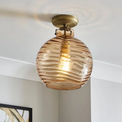 Dunelm Amber Wave Semi Flush Ceiling Light