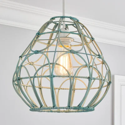Dunelm Decorative Cane Easy Fit Pendant Aqua