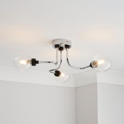 Dunelm Tanner 3 Light Semi Flush Ceiling Fitting Chrome