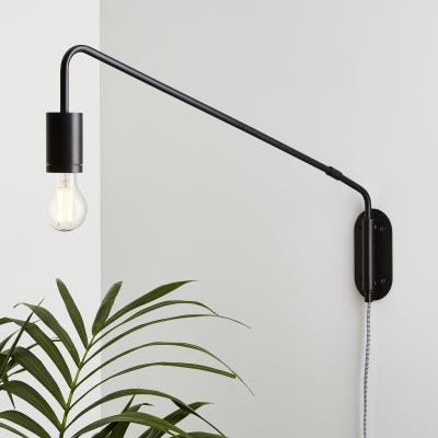 Dunelm Braddy Arc Plug in Wall Light Black