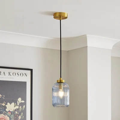 Dunelm Riley Industrial Ribbed Adjustable Pendant Light Navy