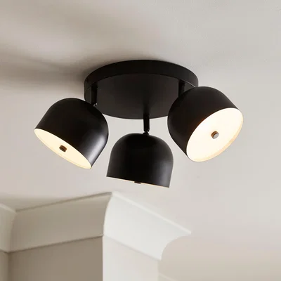 Dunelm Keko 3 Light Adjustable Flush Spotlight Black