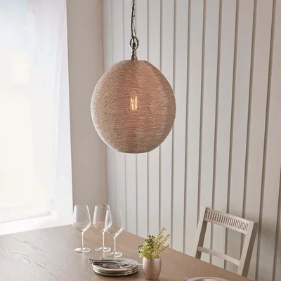 Dunelm Vogue Saluzzo 1 Light Pendant Ceiling Fitting Nickel