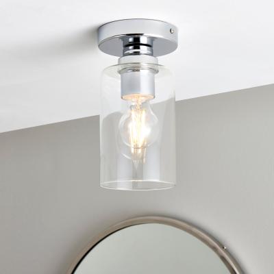 Dunelm Fryer Chrome Bathroom 1 Light Flush Ceiling Fitting Silver