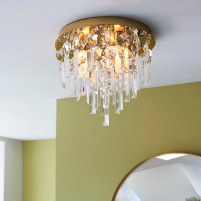 Dunelm Bel Air Satin Gold Bathroom 3 Light Flush Ceiling Fitting Gold